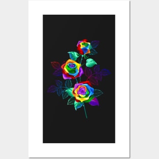 Branch with Rainbow Roses Posters and Art